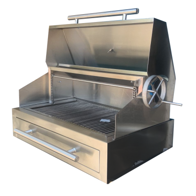 Asador Acero Inoxidable Parrilla Argentina Cofre Y Termómetro